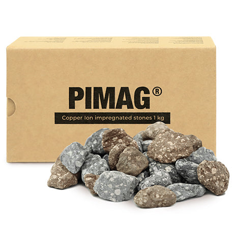 Piedras minerales e impregnadas con ion de cobre, 1,000 g